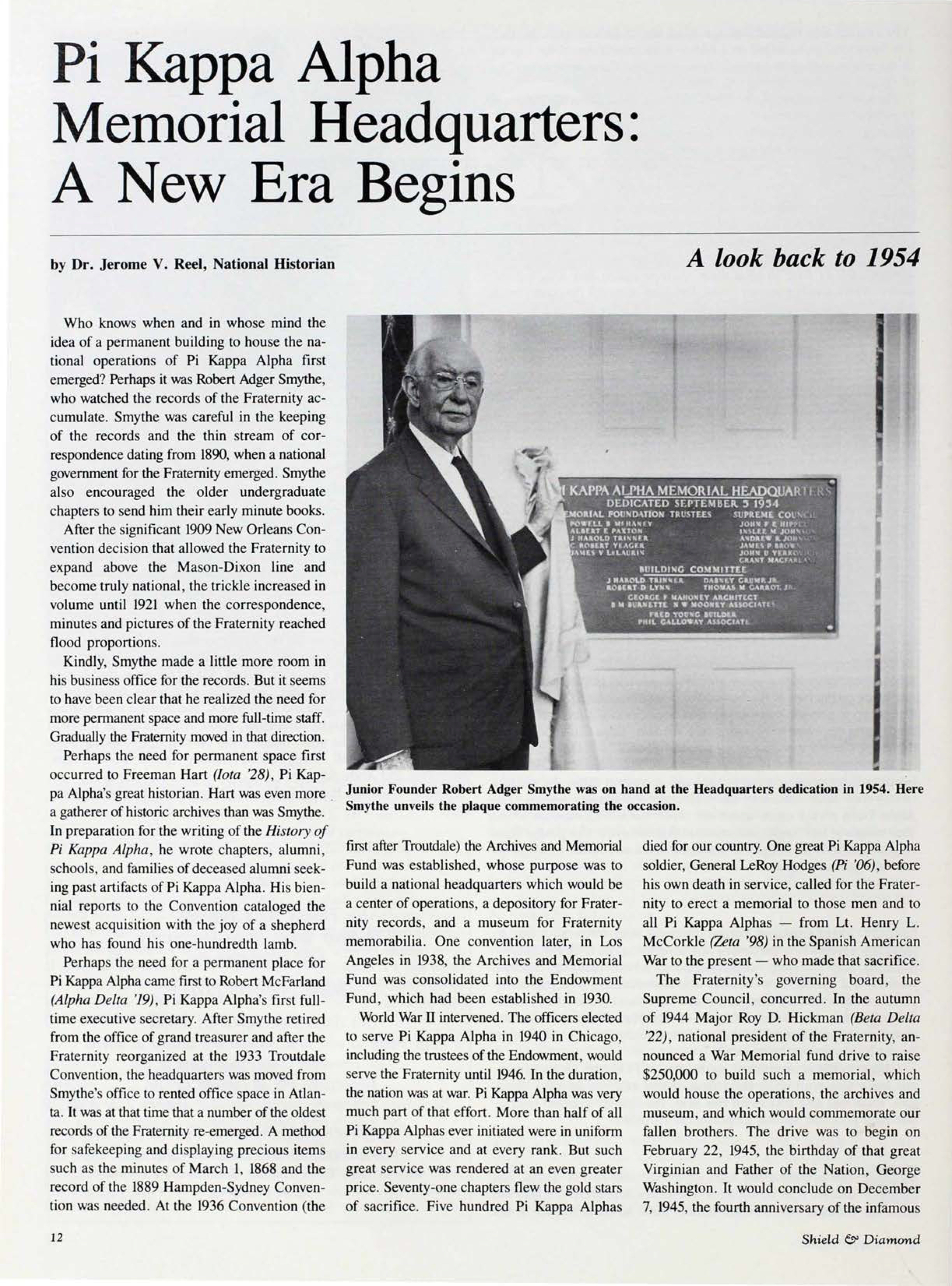 Pi Kappa Alpha Memorial Headquarters: A New Era Begins